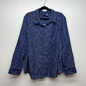 Basic Editions Floral Corduroy Shacket Womens 3X Lightweight Cotton Sustainable